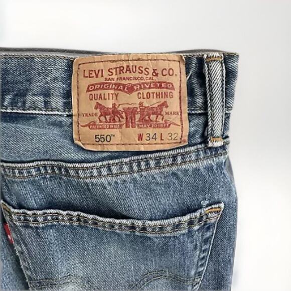 Levis 550 Relaxed Fit Baggy Jeans Size 33 x 30 Medium Wash 100% Cotton Y2K - Picture 4 of 11